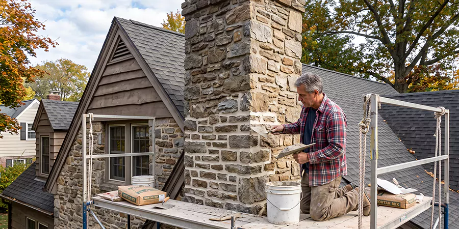 Tuckpointing Stone Chimney Downey