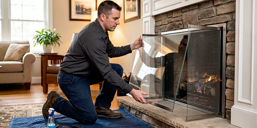 Fireplace Glass Panel and Screen Installation Downey