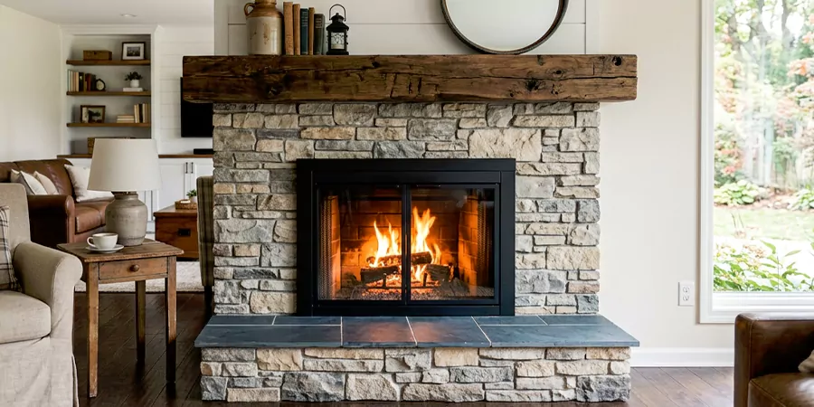 Modern and Farmhouse Fireplace Makeover Downey