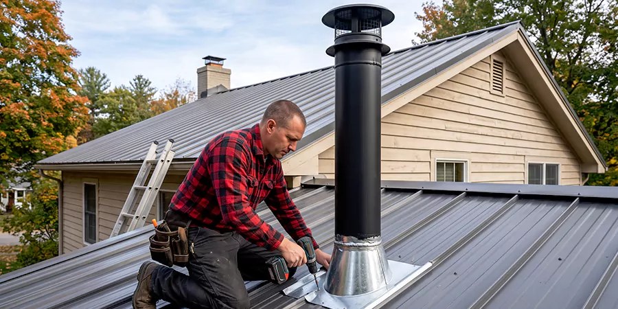 Stove Pipe Through Metal Wall or Roof Downey